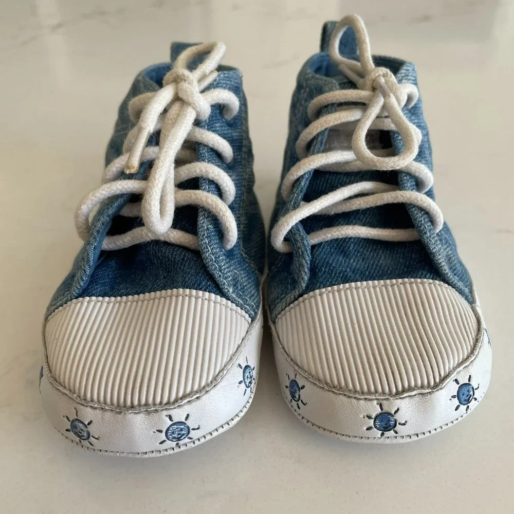 Carter’s Classics Vintage Sneaker Denim High Top Lace Up Baby Shoes Size 4